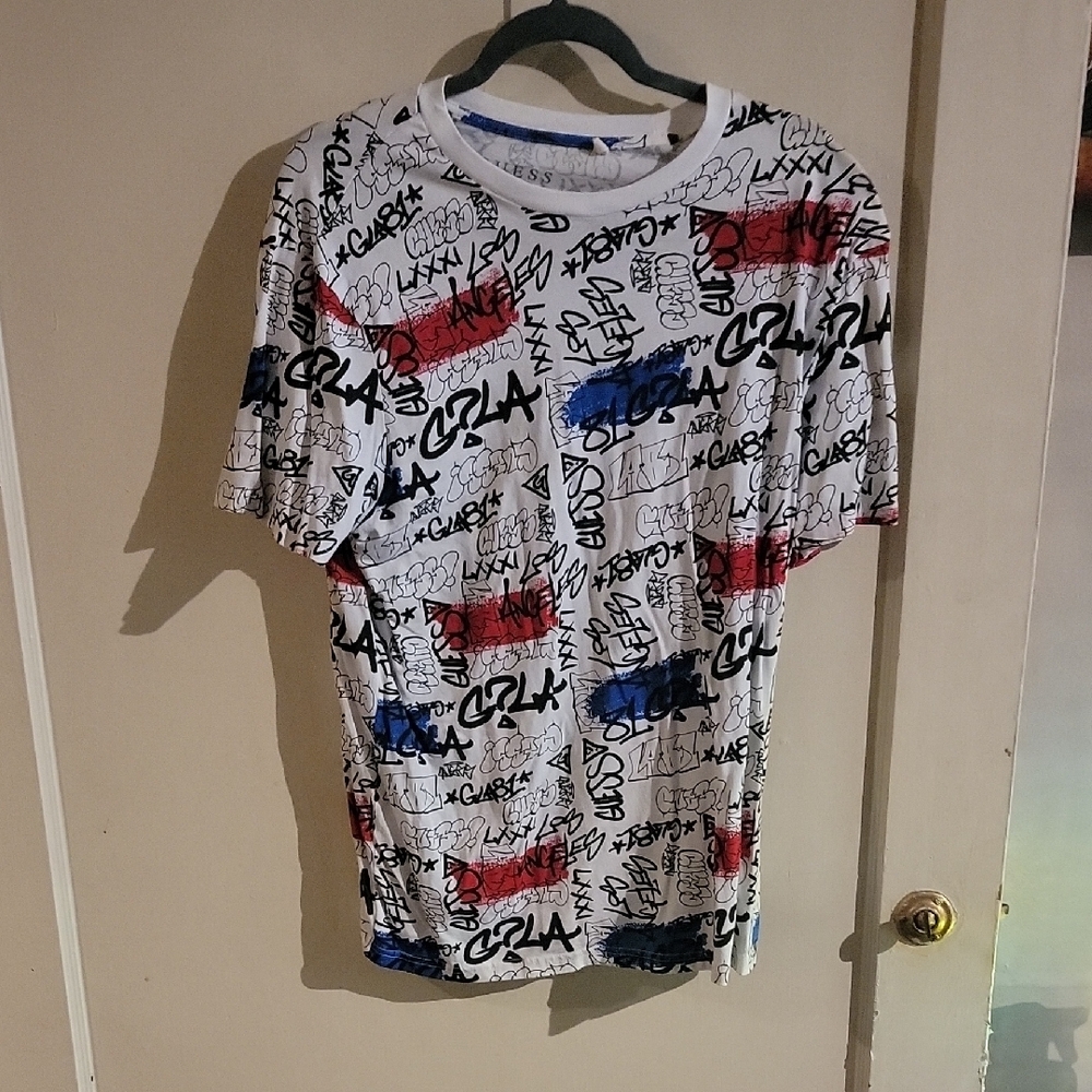 Express Red and Blue Short Sleeve Tee Graffiti Style